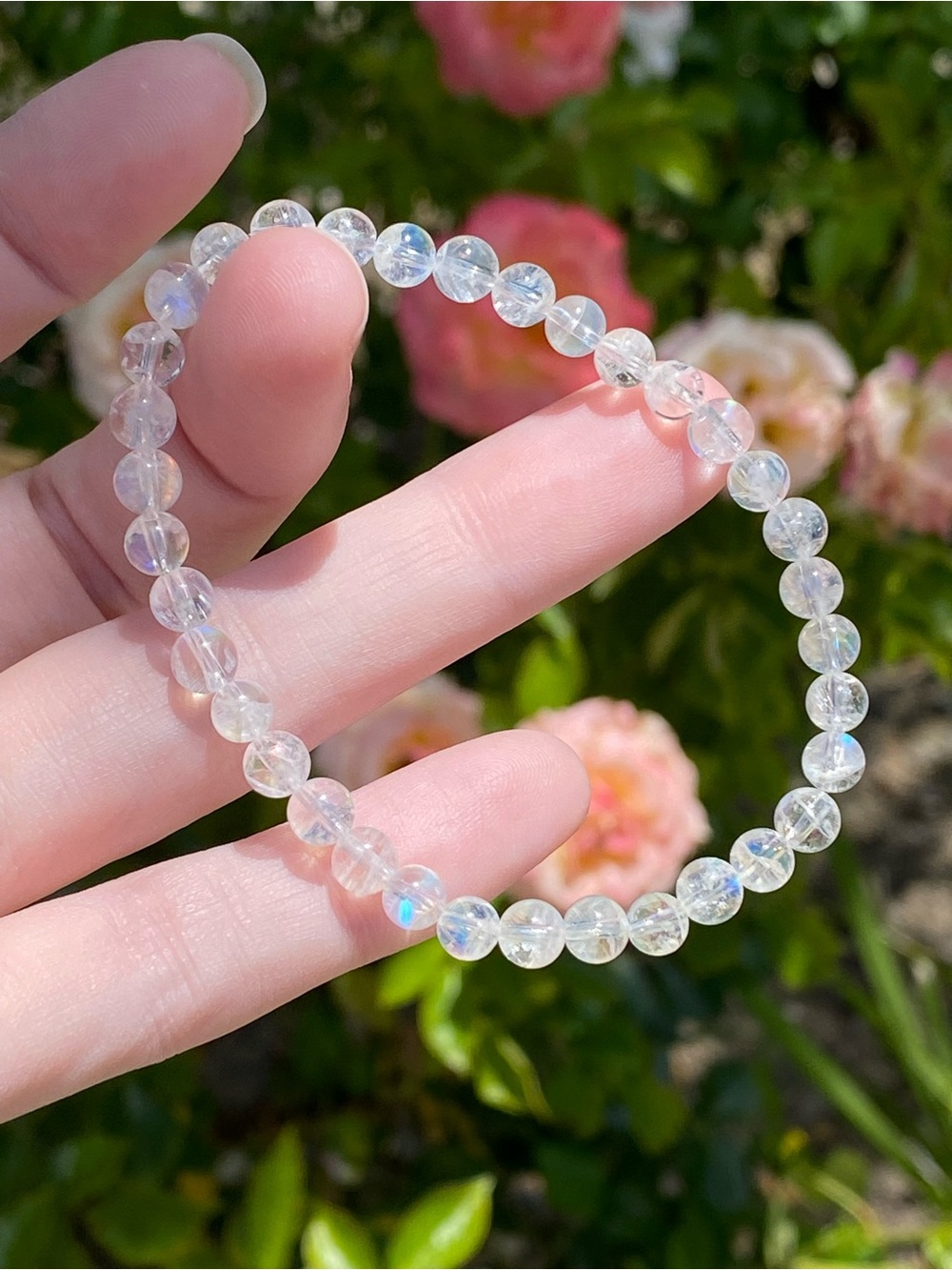 Malagasy Rainbow Moonstone Bracelet Blue Flash Natural Moonstone 5.3mm